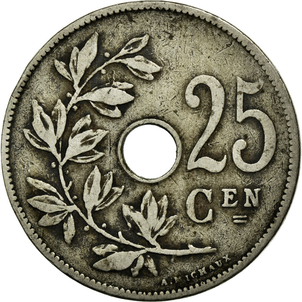 Coin, Belgium, 25 Centimes, 1908, VF(30-35), Copper-nickel, KM:63