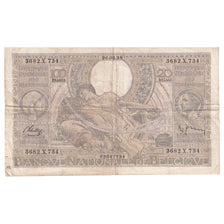 Nota, Bélgica, 100 Francs-20 Belgas, 1938, 1938-03-26, KM:107, EF(40-45)