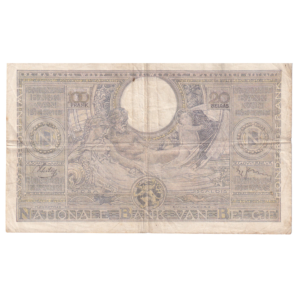 Banknote, Belgium, 100 Francs-20 Belgas, 1938, 1938-03-26, KM:107, EF(40-45)