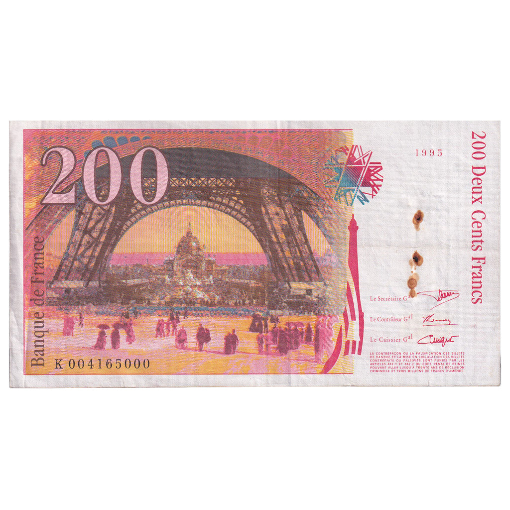 Francia, 200 Francs, Eiffel, 1995, K004165000, MBC, Fayette:75.1, KM:159a