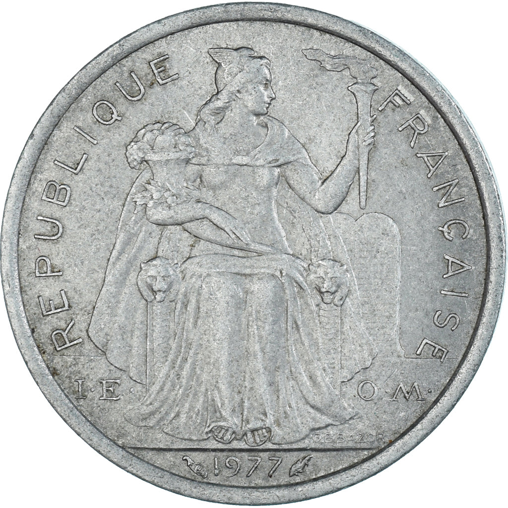 Moneta, Polinezja Francuska, 2 Francs, 1977