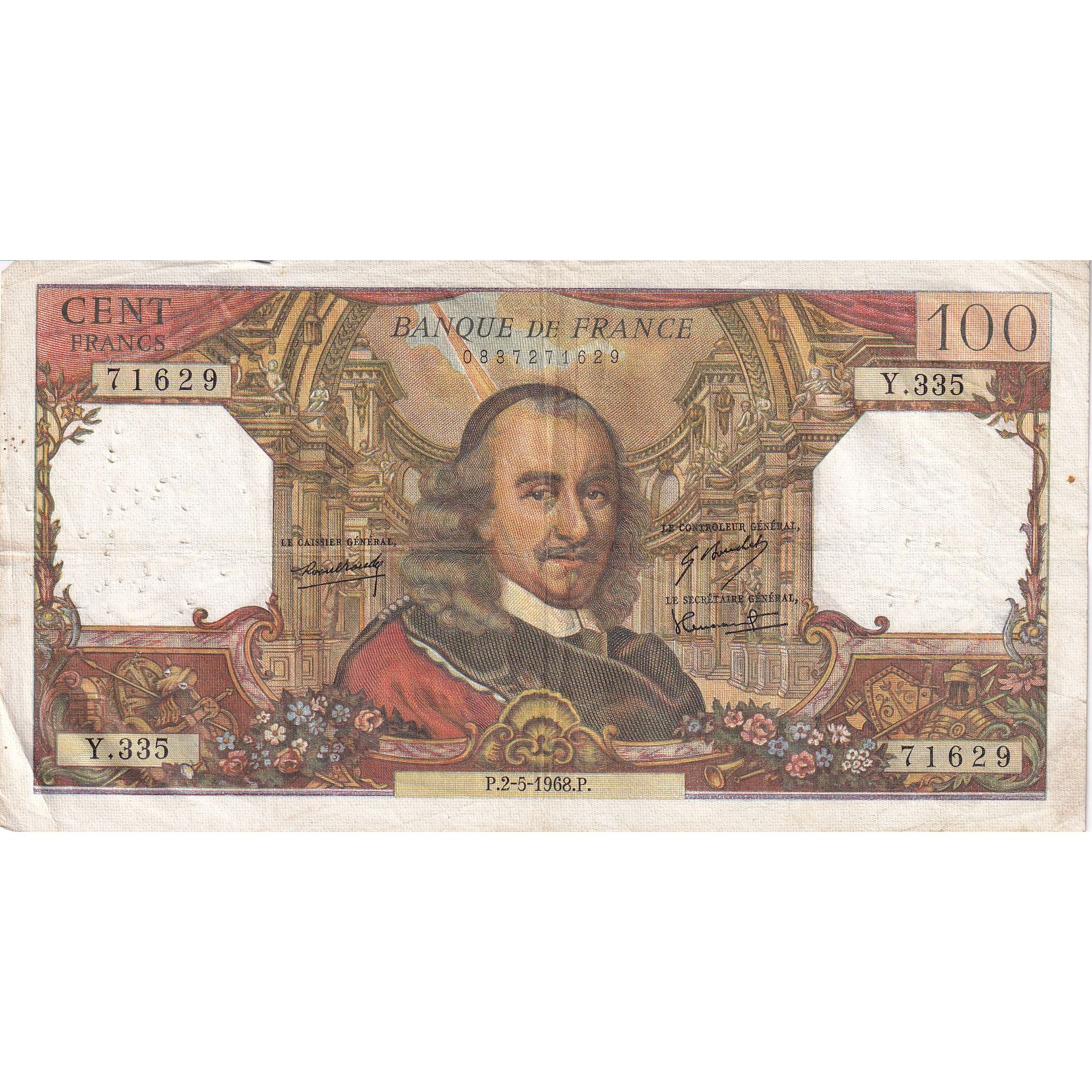 Frankreich, 100 Francs, Corneille, 1968, Y.335, SS, Fayette:65.22, KM:149c