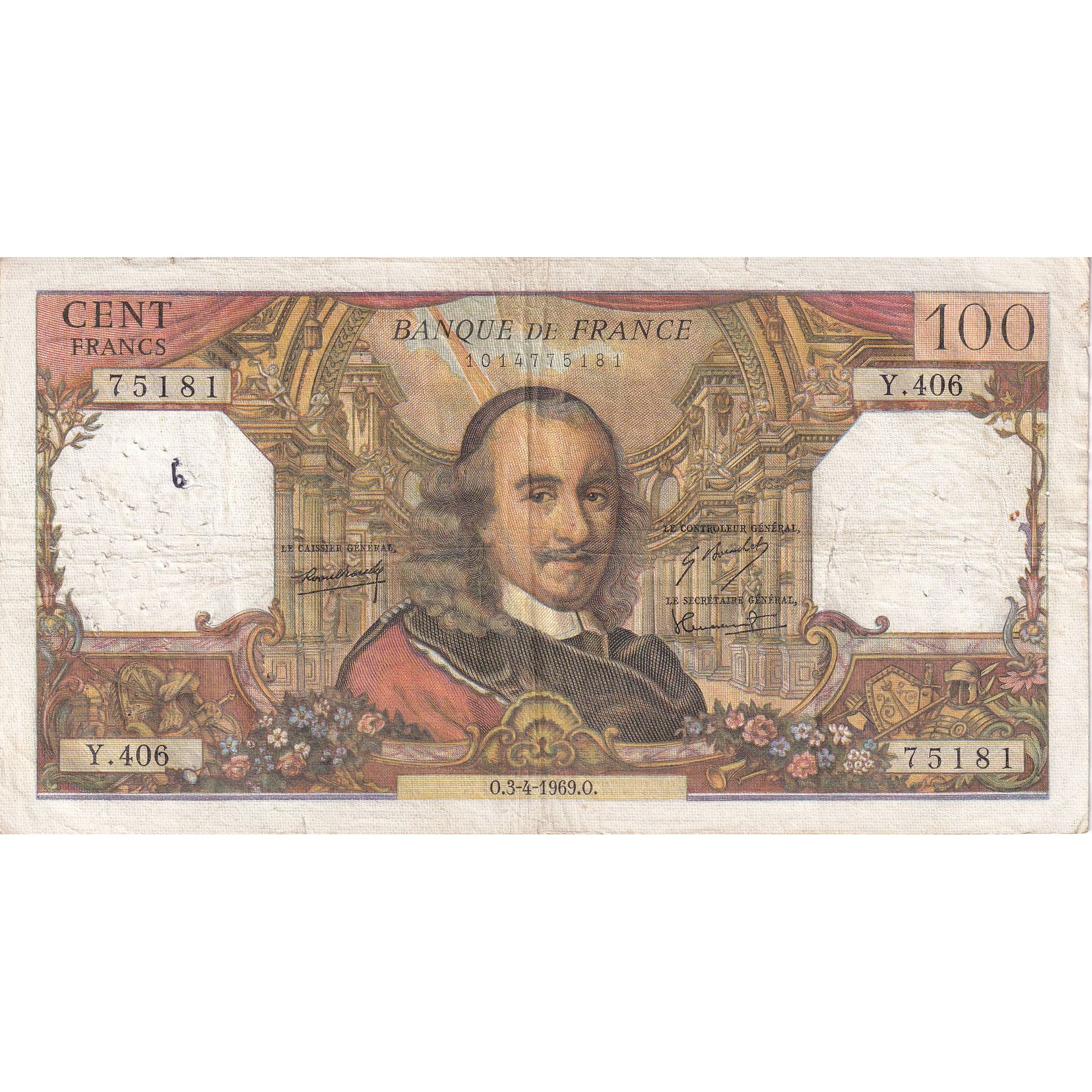 Frankreich, 100 Francs, Corneille, 1968, Y.406, SS, Fayette:65.26, KM:149c