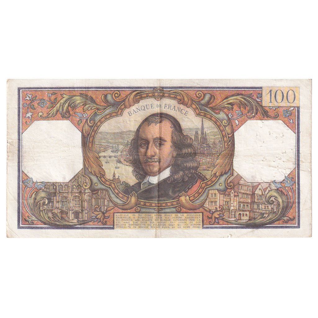 France, 100 Francs, Corneille, 1971, E.545, EF(40-45), Fayette:65.35, KM:149c