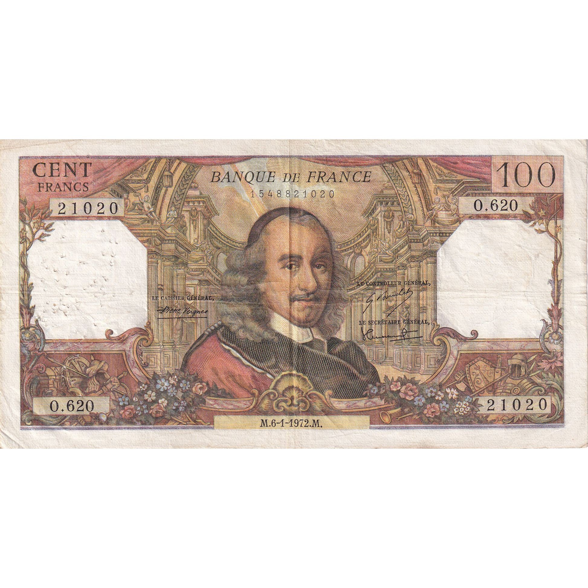 France, 100 Francs, Corneille, 1972, O.620, TTB, Fayette:65.38, KM:149d