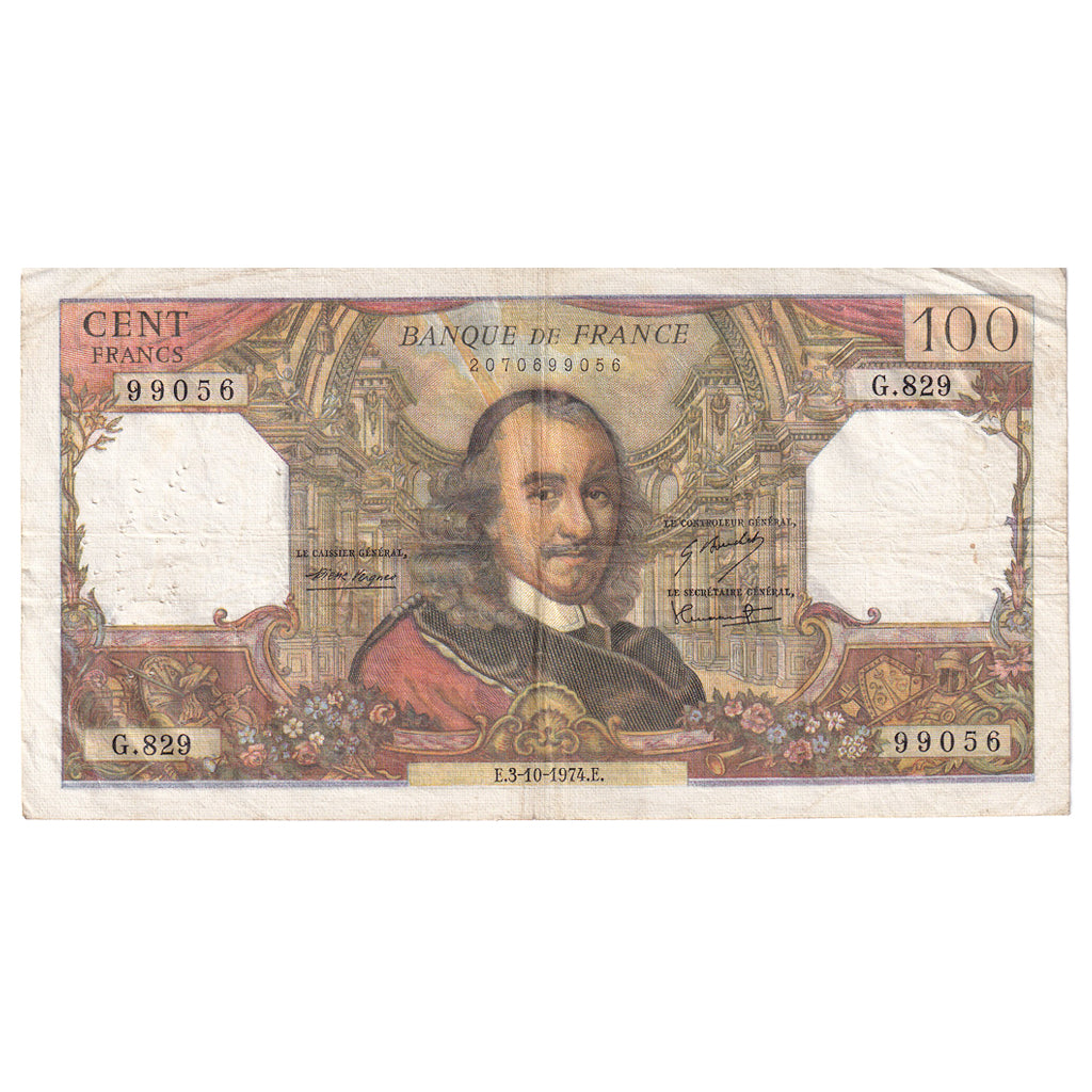 France, 100 Francs, Corneille, 1974, G.829, TTB, Fayette:65.47, KM:149d