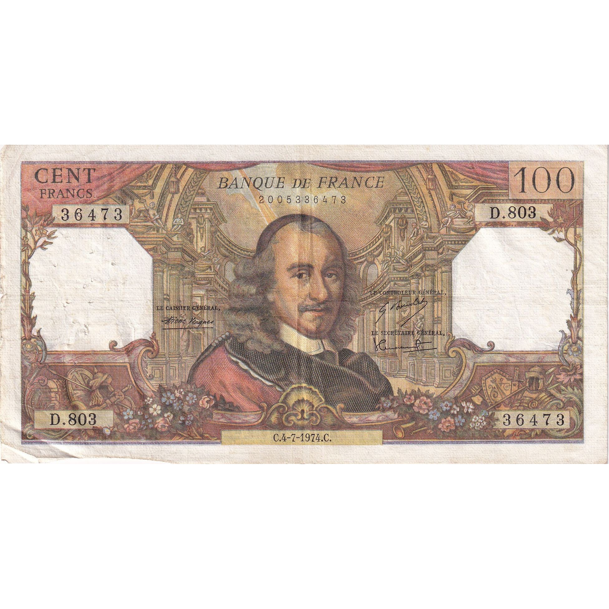 France, 100 Francs, Corneille, 1974, D.803, TTB, Fayette:65.46, KM:149d