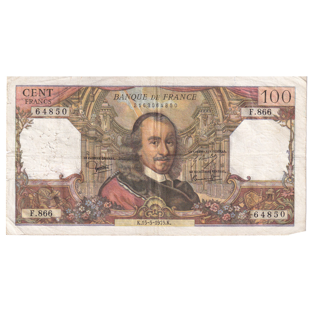 France, 100 Francs, Corneille, 1975, F.866, EF(40-45), Fayette:65.49, KM:149e