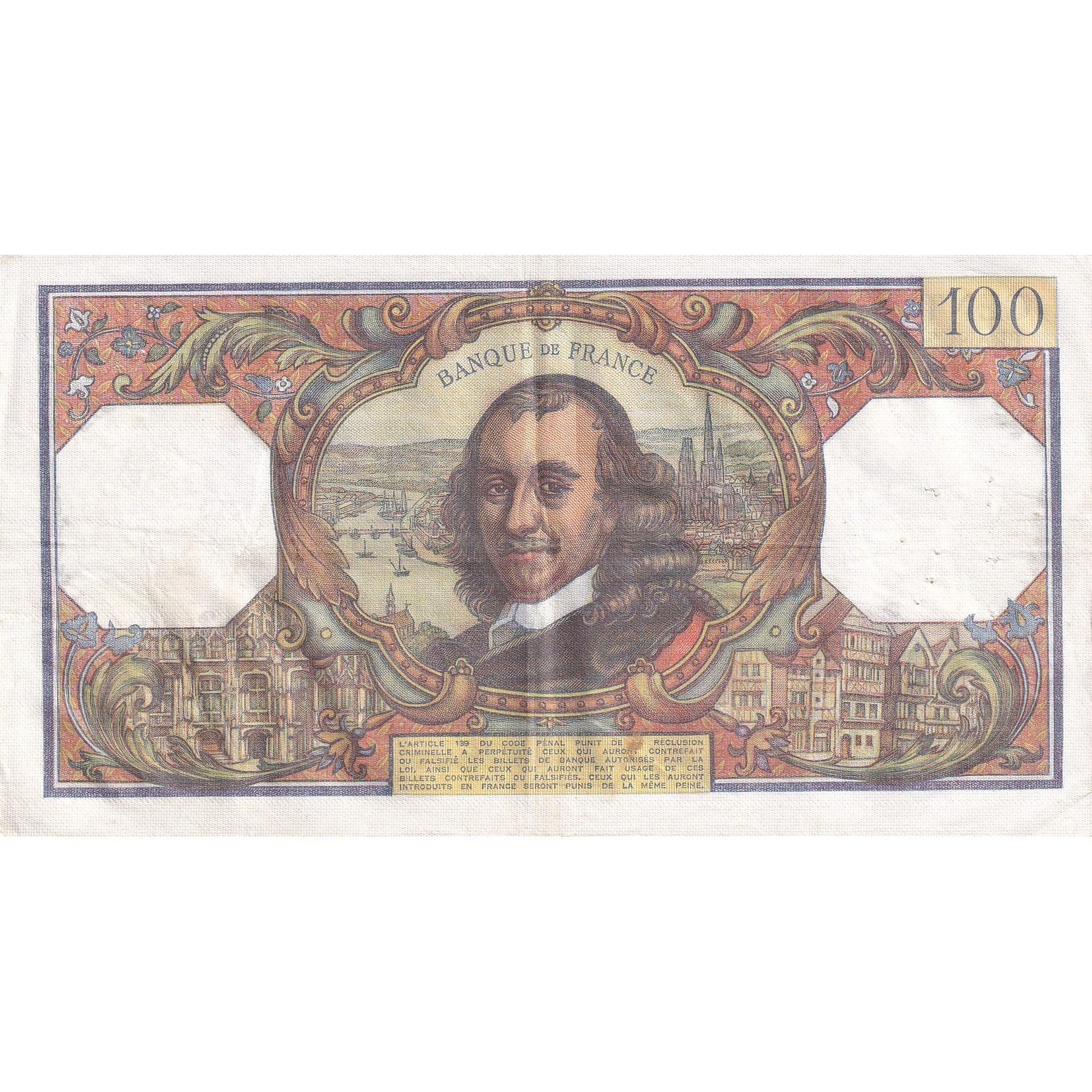 França, 100 Francs, Corneille, 1977, T.1142, EF(40-45), Fayette:65.60, KM:149f