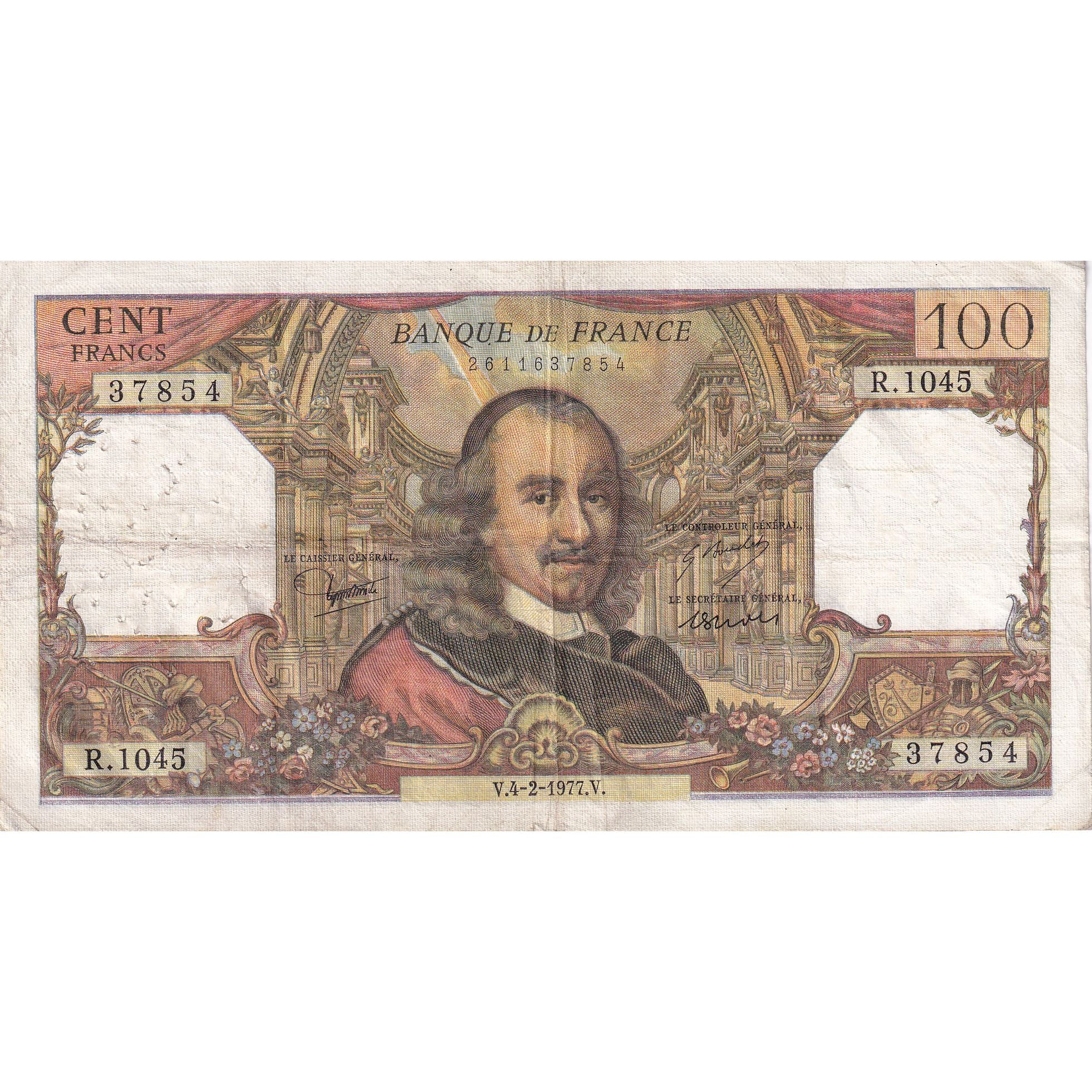 France, 100 Francs, Corneille, 1977, R.1045, TTB, Fayette:65.56, KM:149f