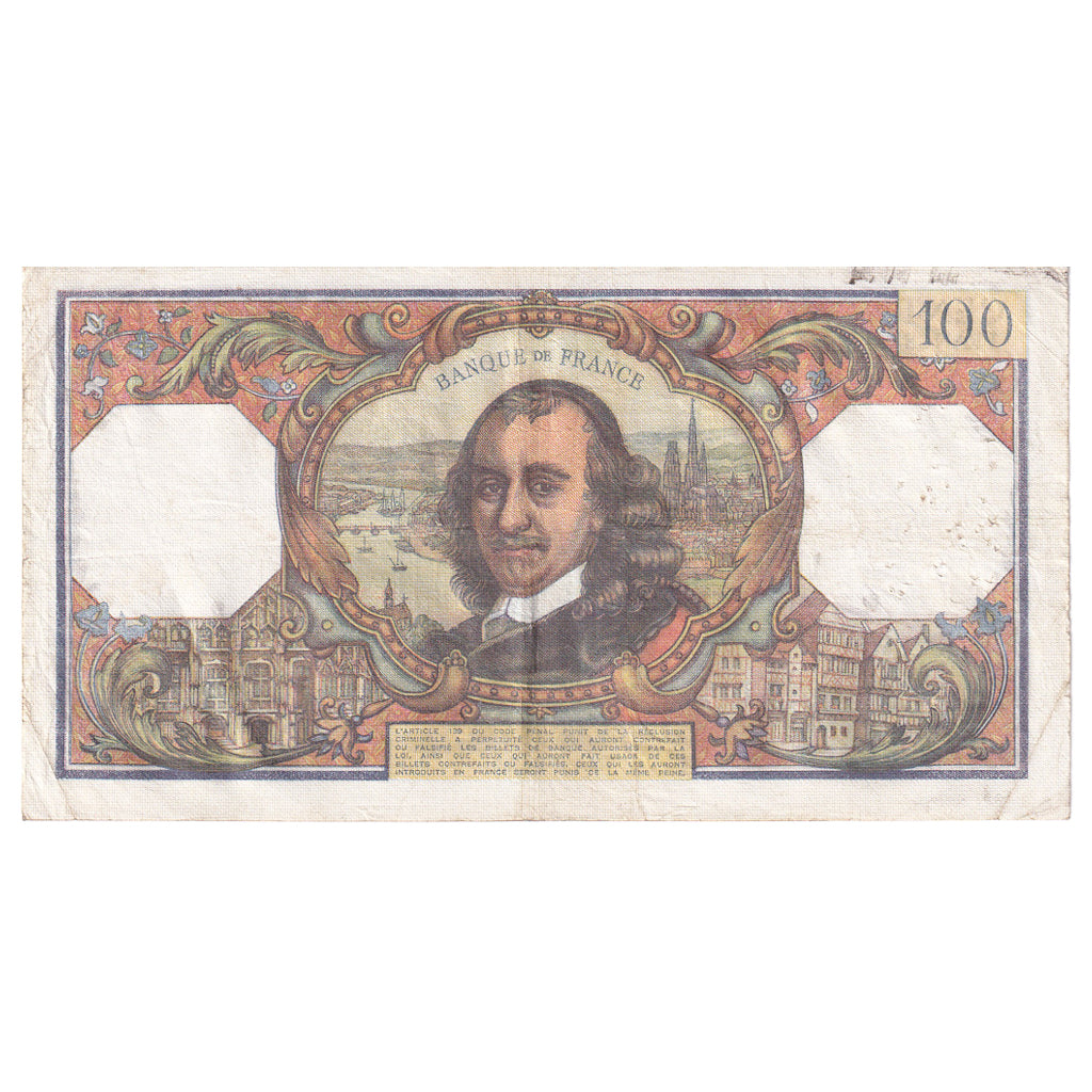 França, 100 Francs, Corneille, 1977, A.1036, EF(40-45), Fayette:65.56, KM:149f