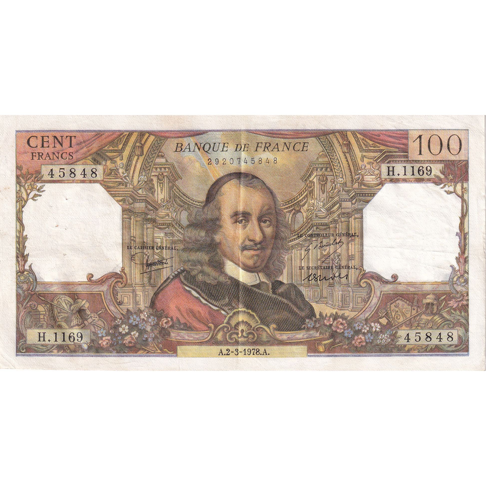 France, 100 Francs, Corneille, 1978, H.1169, TTB, Fayette:65.62, KM:149f