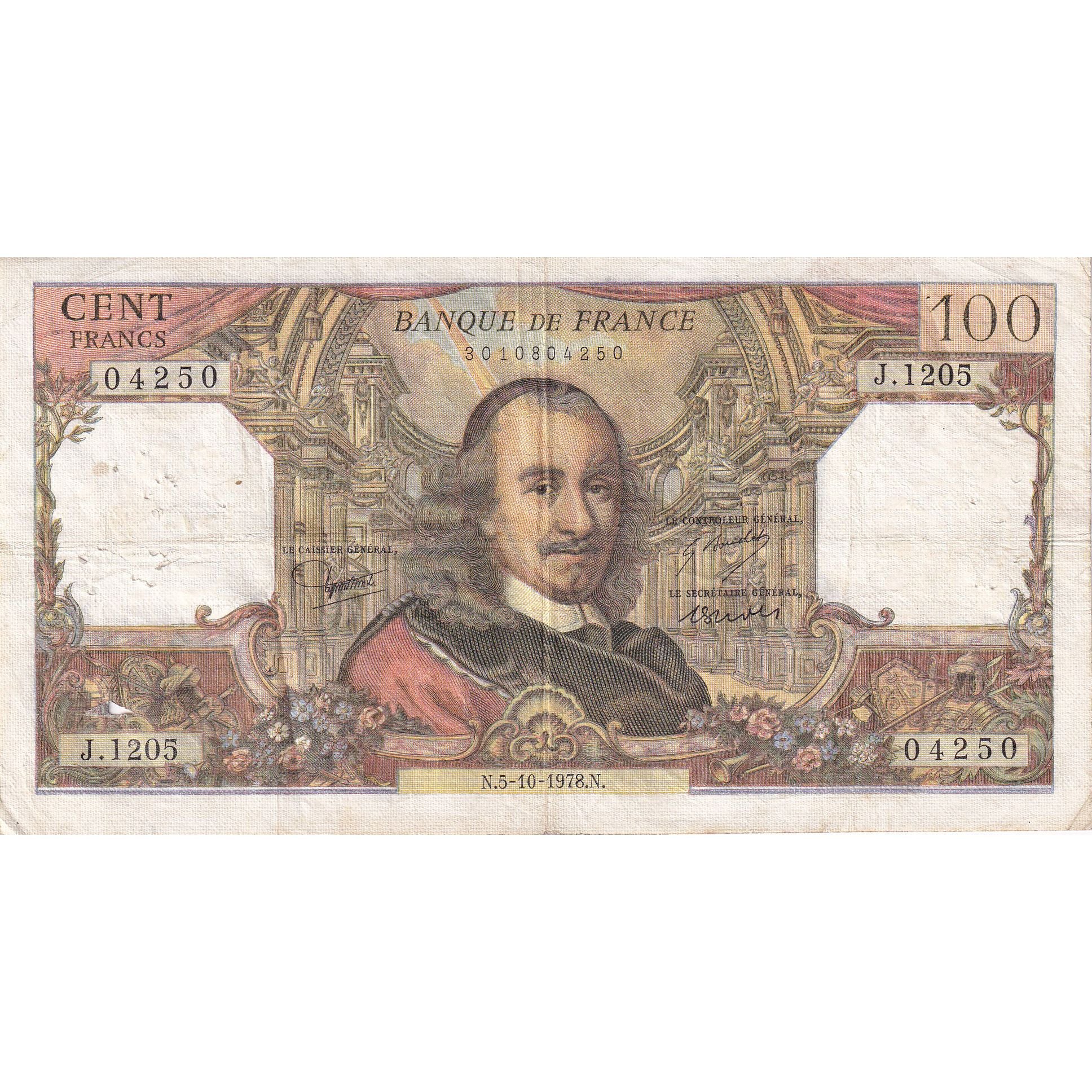 Frankrijk, 100 Francs, Corneille, 1978, J.1205, TTB, Fayette:65.63, KM:149f