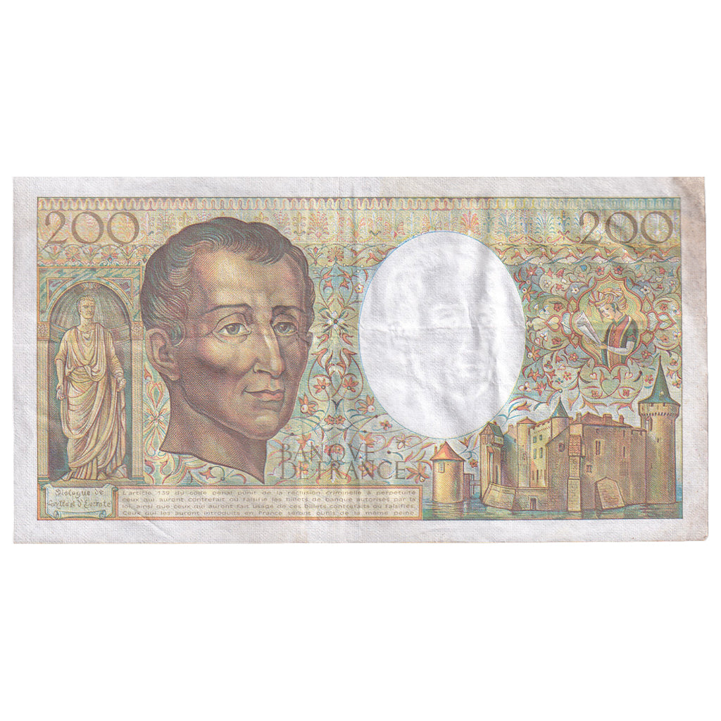 France, 200 Francs, Montesquieu, 1984, D.023, EF(40-45), Fayette:70.4, KM:155a