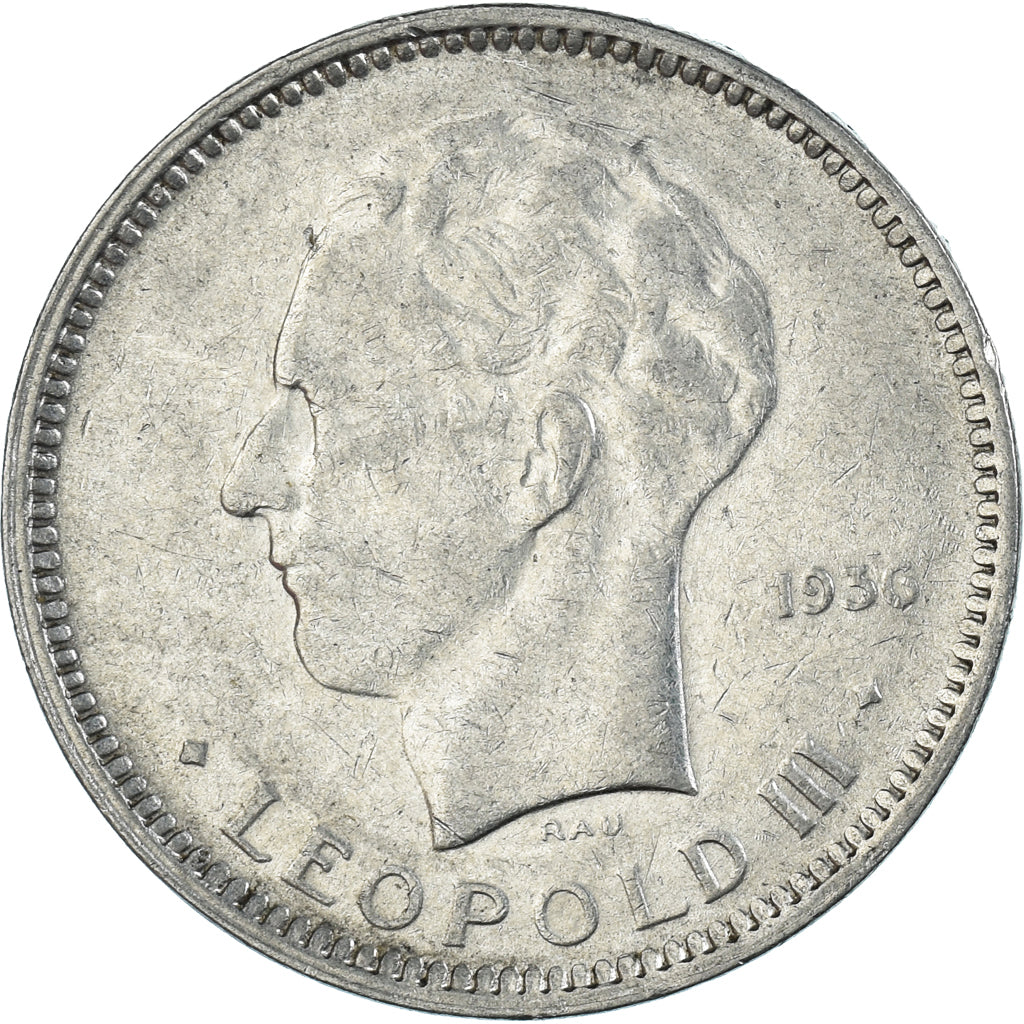 Moeda, Bélgica, 5 Francs, 5 Frank, 1936
