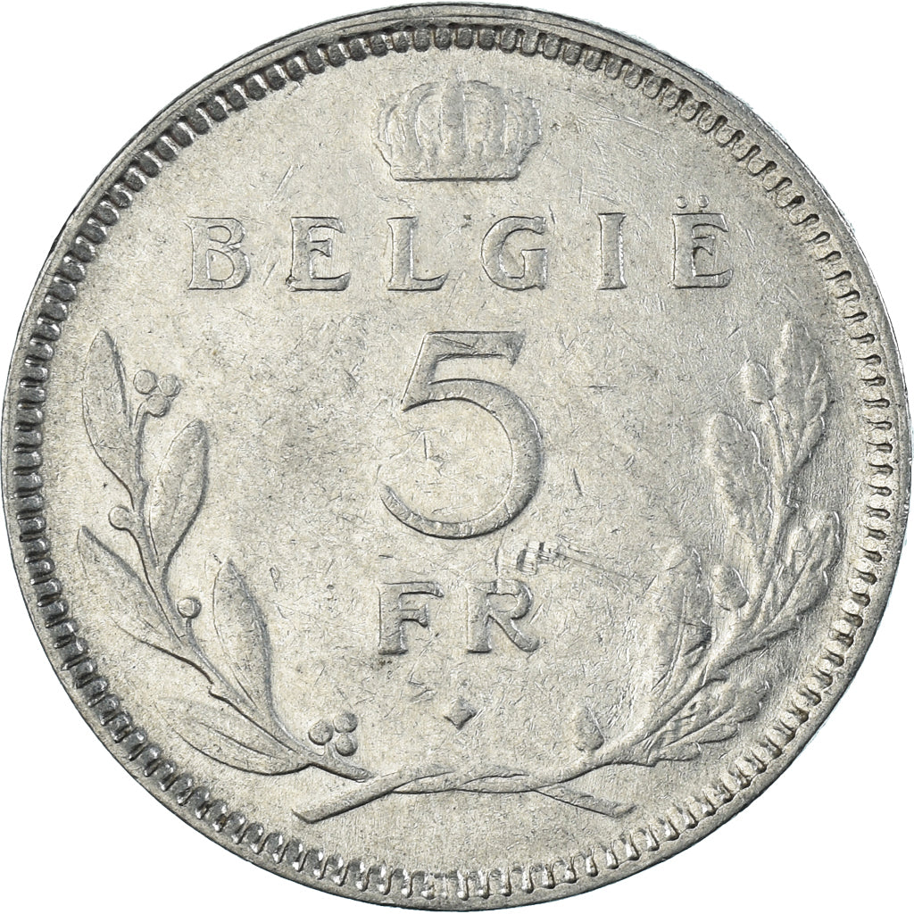 Moeda, Bélgica, 5 Francs, 5 Frank, 1936