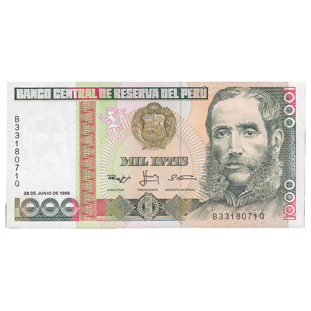 Peru, 1000 Intis, 1988, 1988-06-28, KM:136b, UNC(65-70)
