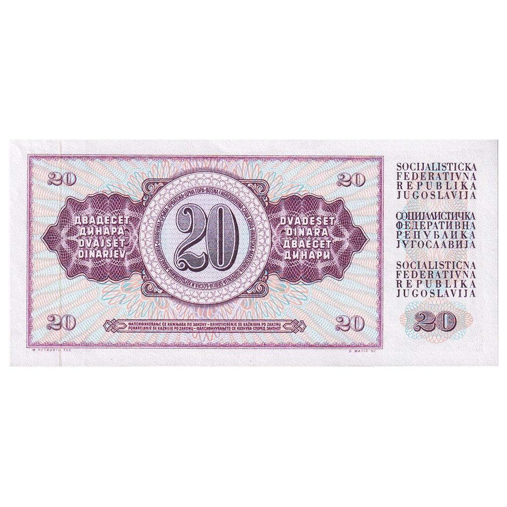 Jugoslawien, 20 Dinara, 1974, 1974-12-19, KM:85, UNZ-