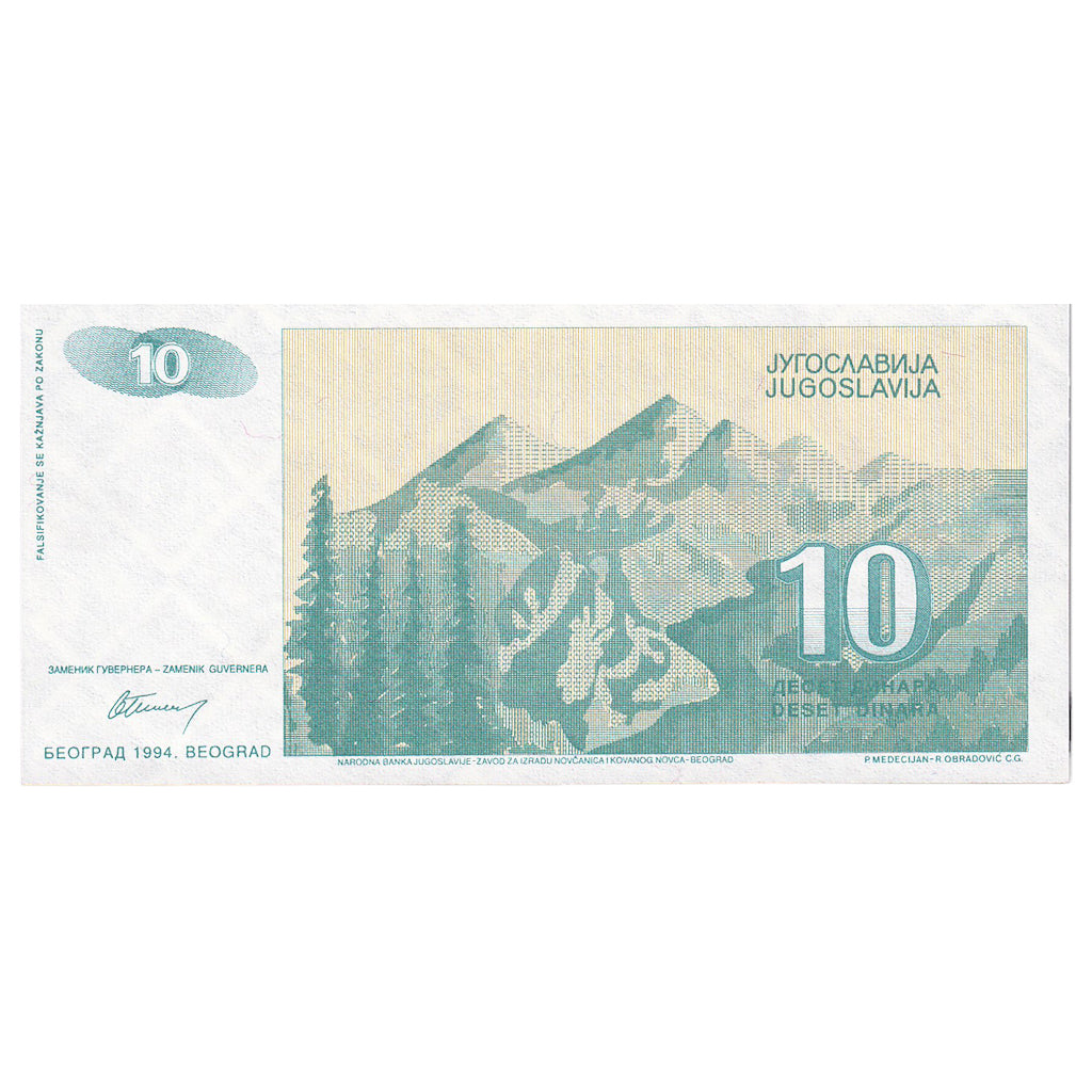 Jugoslawien, 10 Dinara, 1994, KM:138a, UNZ