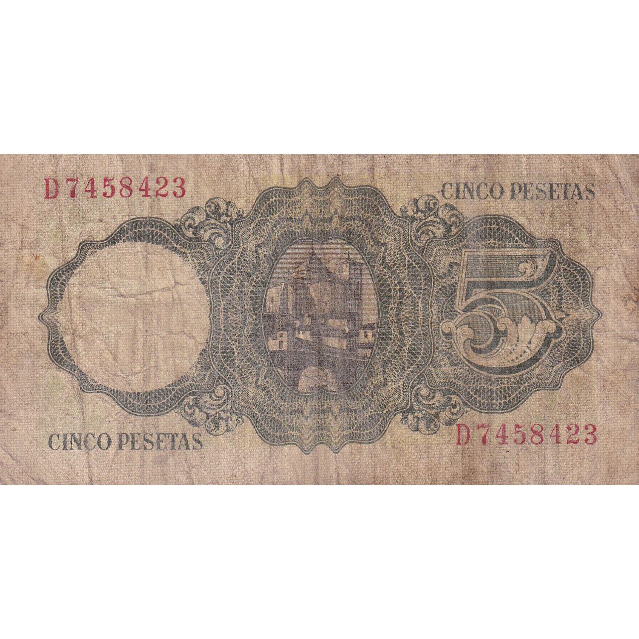 Spain, 5 Pesetas, 1951, 1951-08-16, KM:140a, VG(8-10)