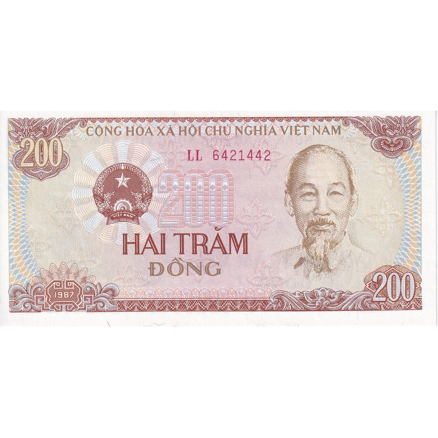 Vietnam, 200 D<ox>ng, 1987, KM:100b, UNC(65-70)