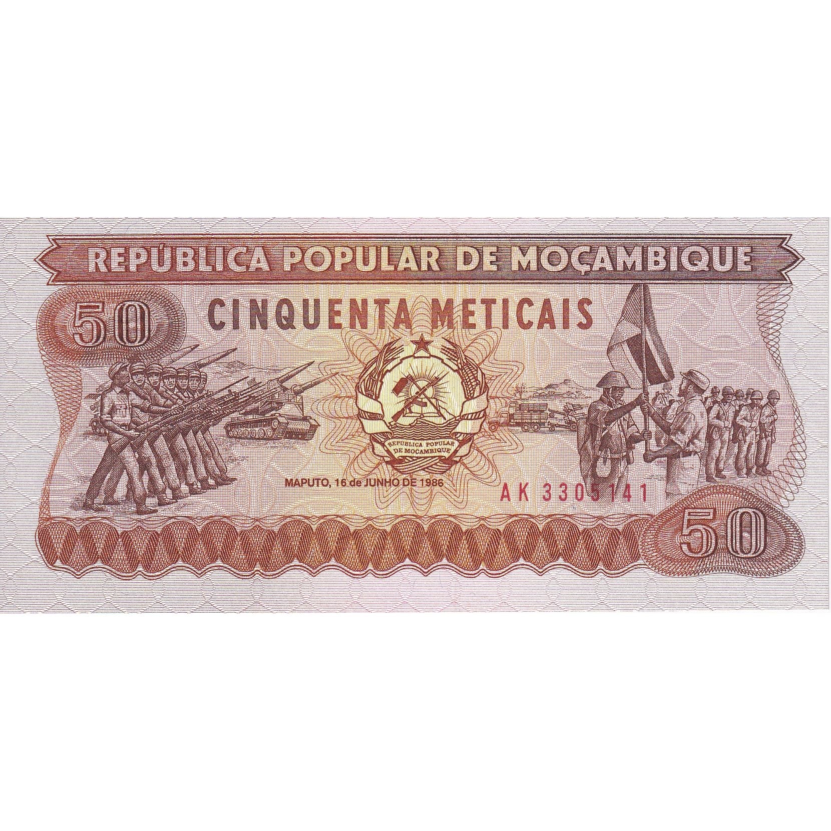 Moçambique, 50 Meticais, 1986, 1986-06-16, KM:129b, UNC(65-70)
