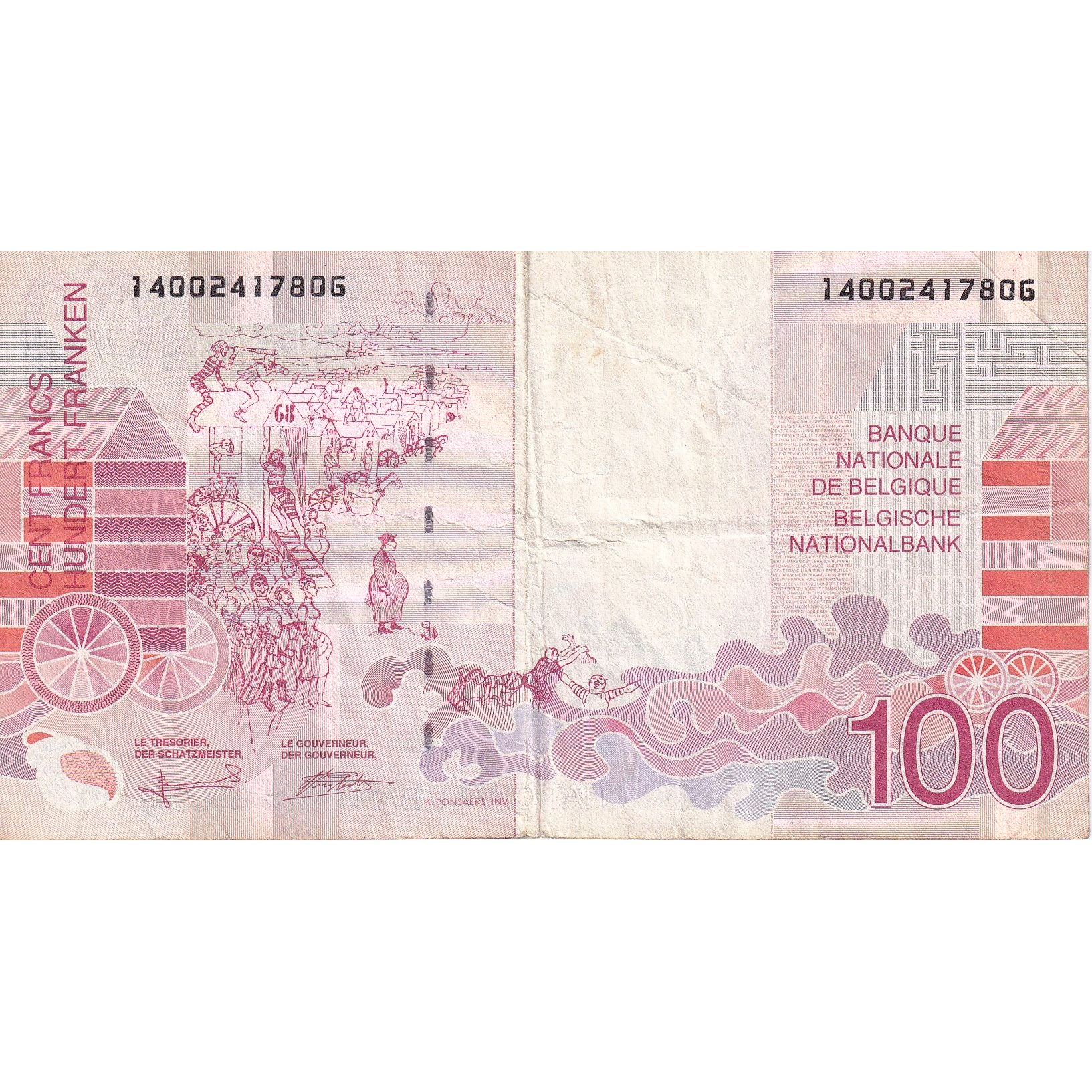 Belgio, 100 Francs, KM:147, BB