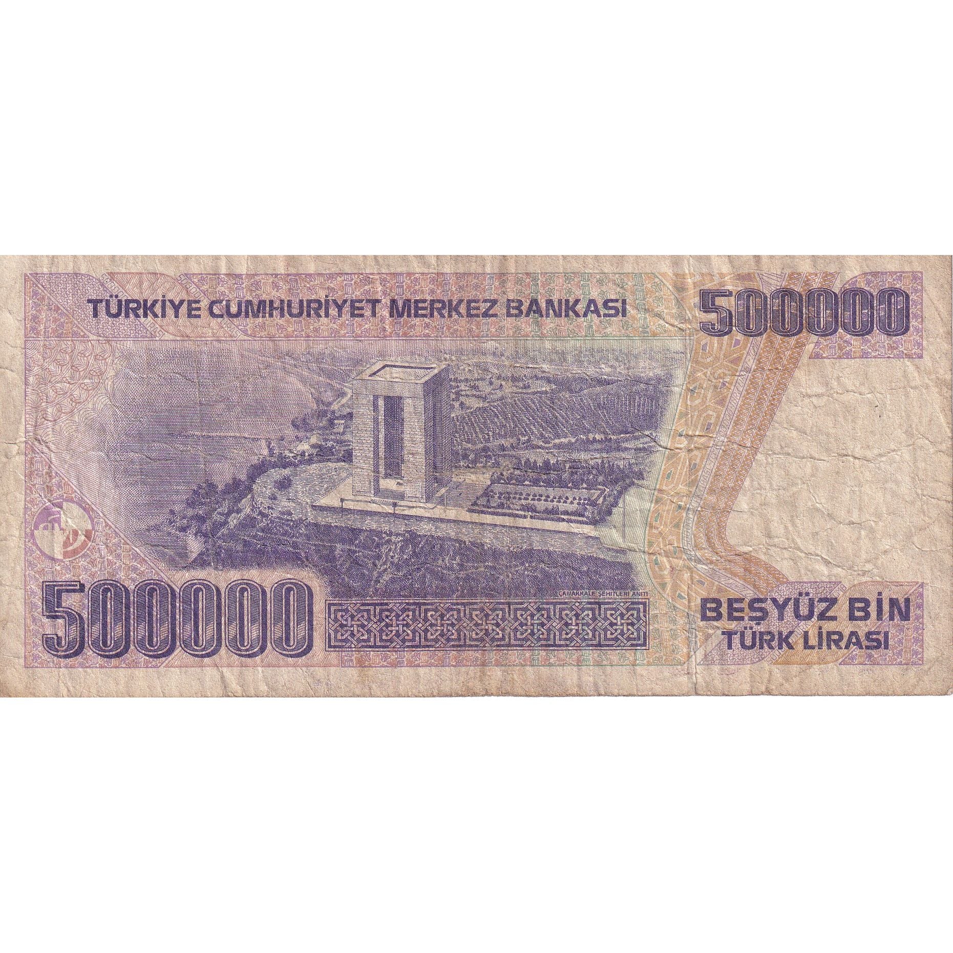 Turkey, 500,000 Lira, KM:212, VG(8-10)
