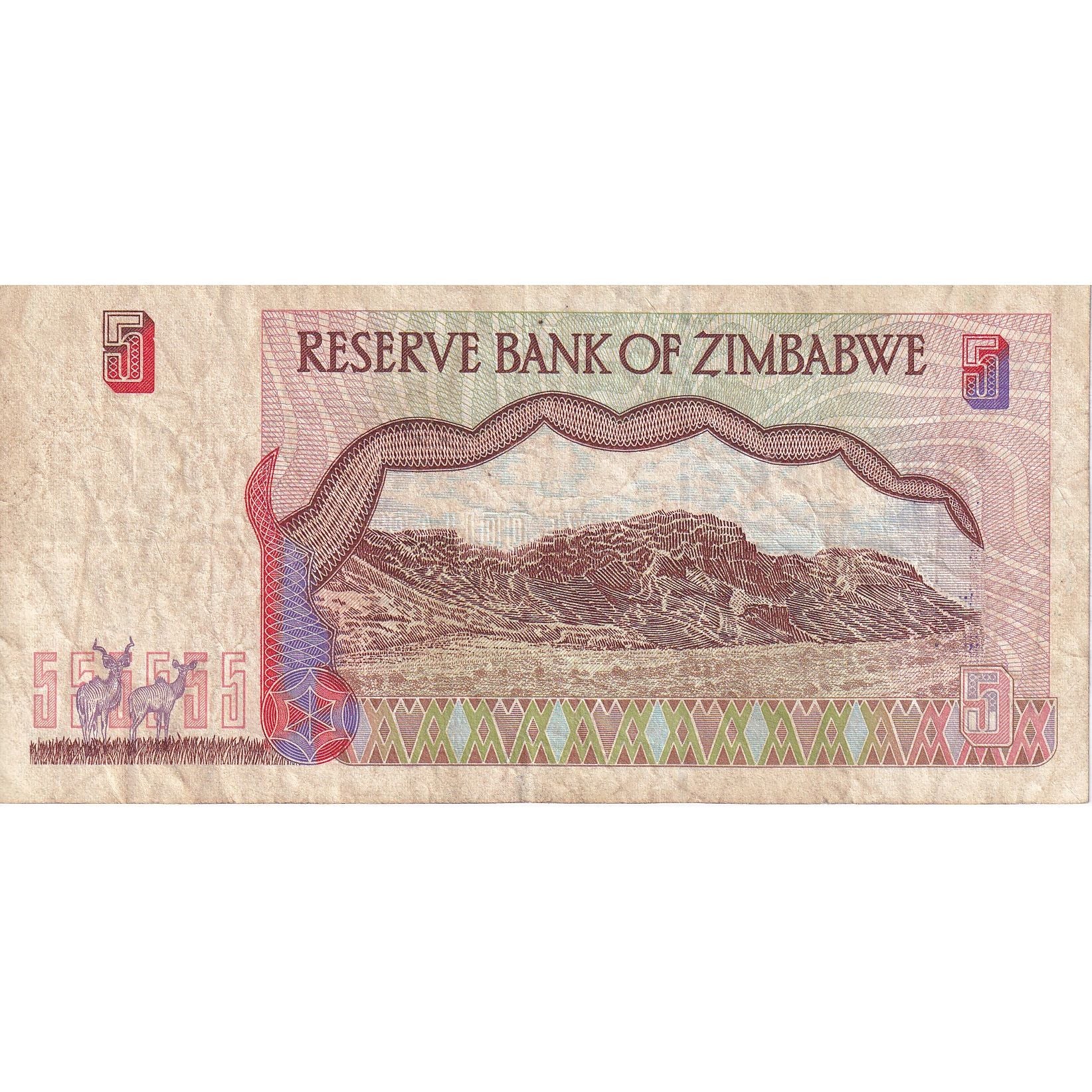 Zimbabwe, 5 Dollars, Undated (1997), KM:5b, TB