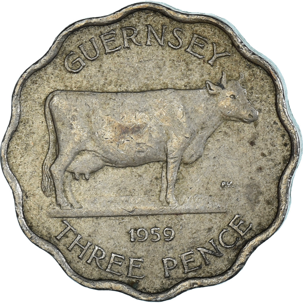 Coin, Guernsey, 3 Pence, 1959