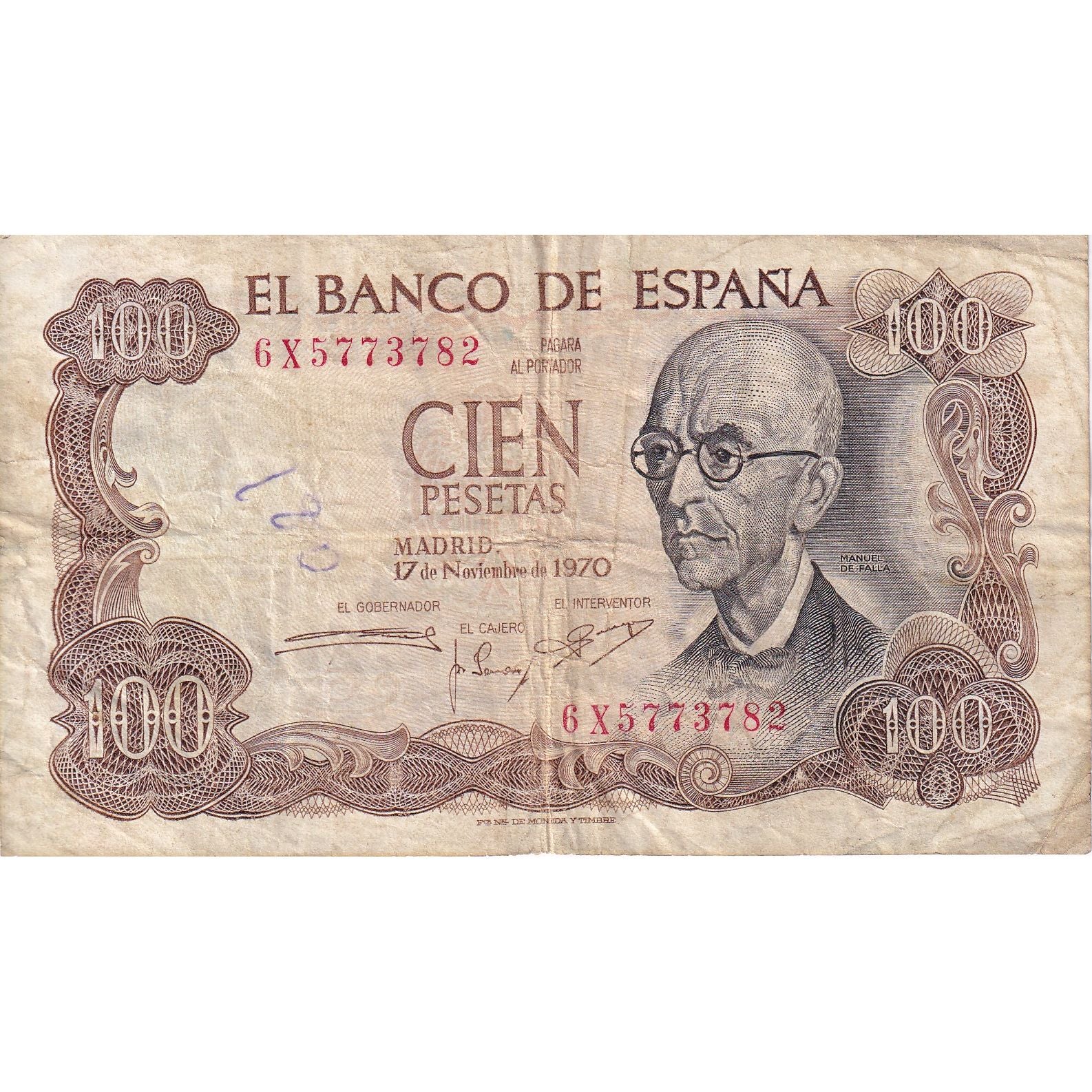 Espanha, 100 Pesetas, 1970, 1970-11-17, KM:152a, VF(20-25)