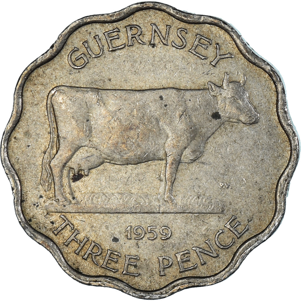 Moneda, Guernsey, 3 Pence, 1959