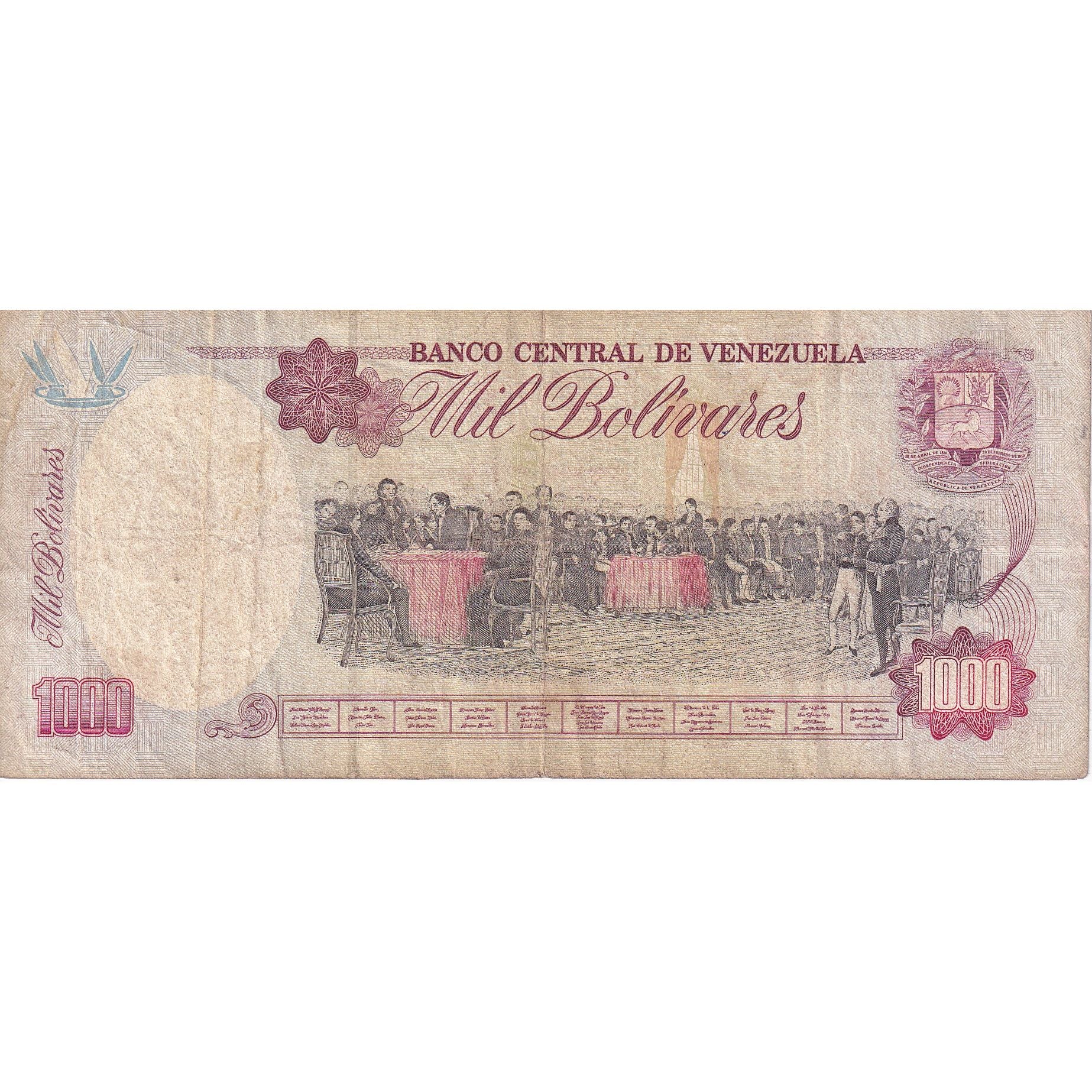 Venezuela, 1000 Bolivares, 1992, 1992-12-08, KM:73c, VF(20-25)