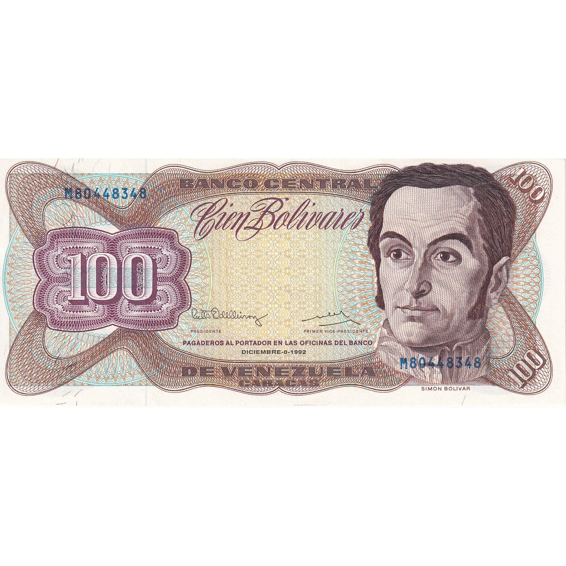 100 Bolivares, 1992, Venezuela, 1992-12-08, KM:66e, UNC