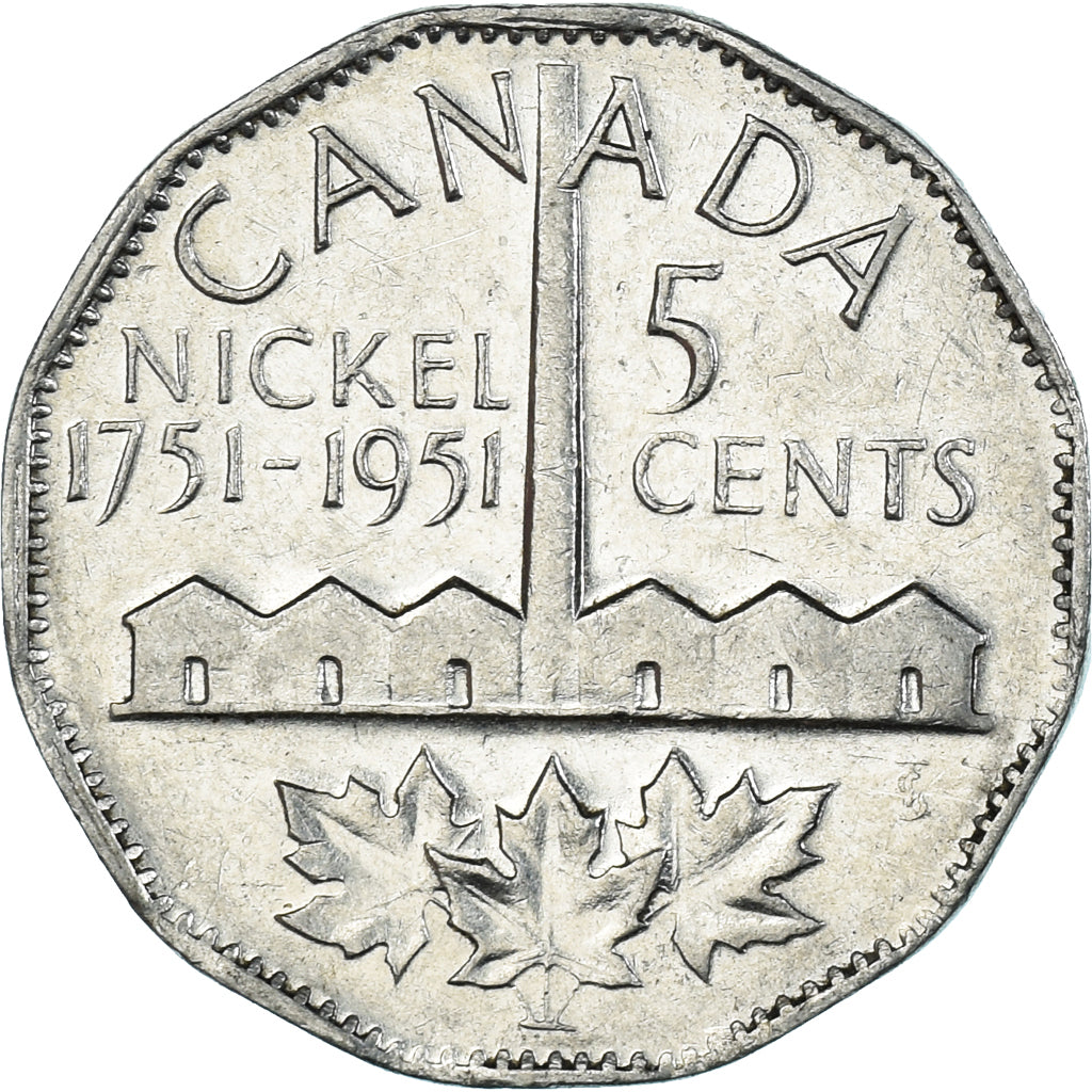 Moneda, Canadá, 5 Cents, 1951