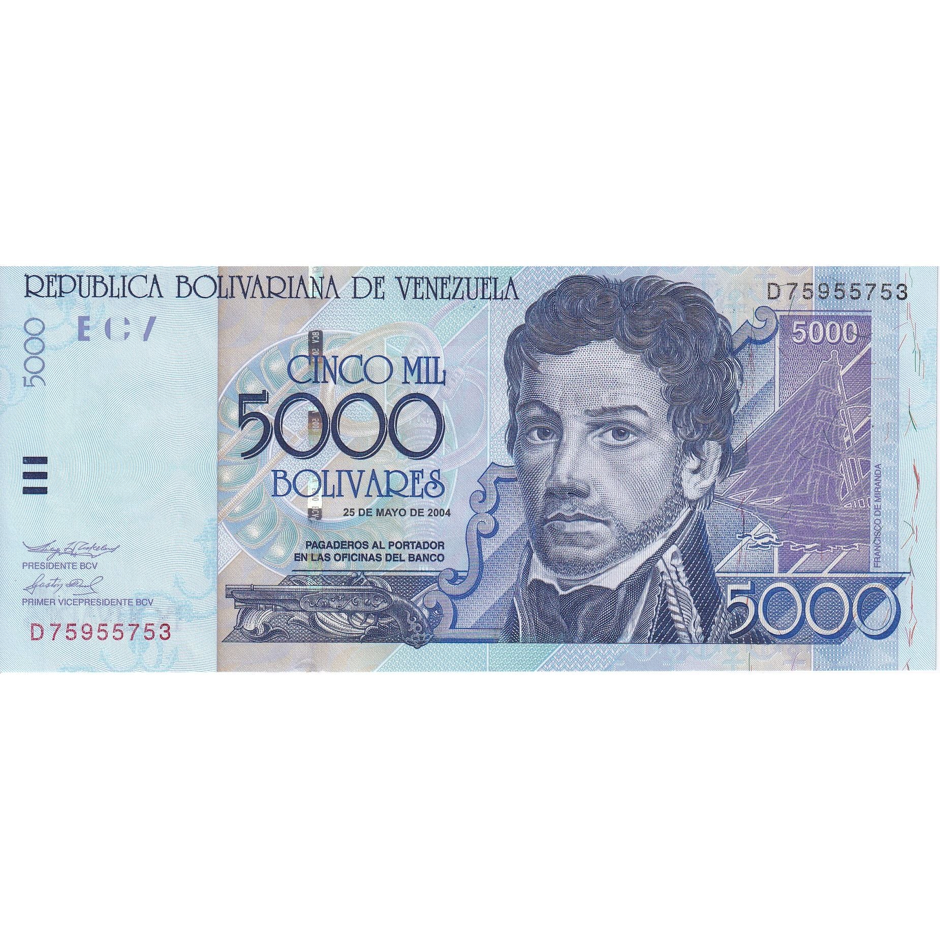 Venezuela, 5000 Bolivares, 2004, 2004-05-25, KM:84c, UNC(65-70)