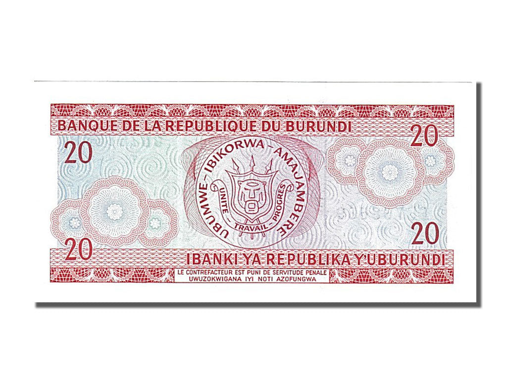 Banknote, Burundi, 20 Francs, 1991, 1991-10-01, KM:27c, UNC(65-70)
