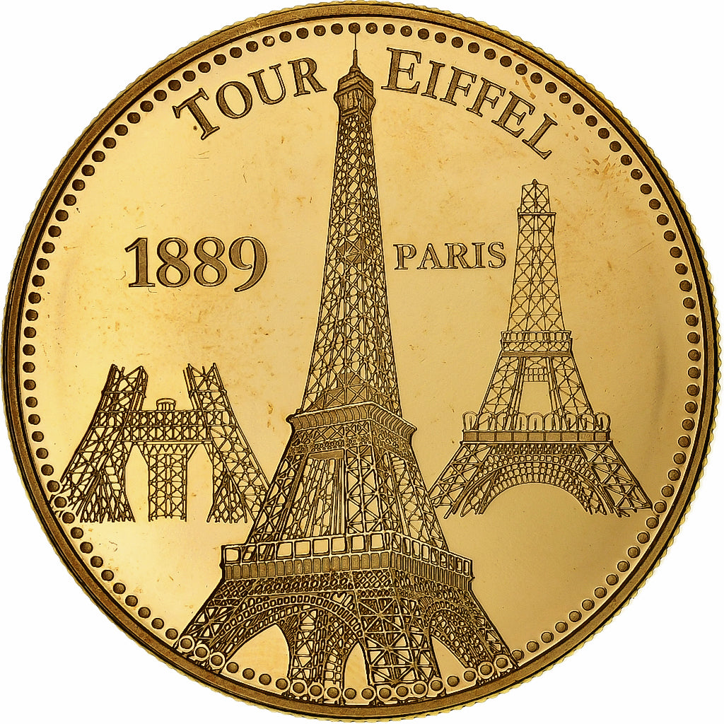 Francia, medaglia, Tour Eiffel, Doratura in rame-nichel, FDC