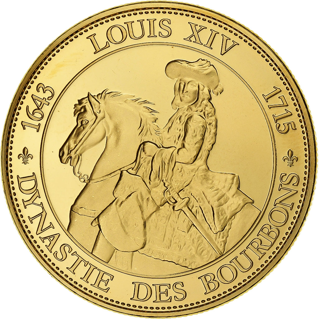 Francia, medaglia, Louis XIV, Dynastie des Bourbons, Doratura in rame-nichel