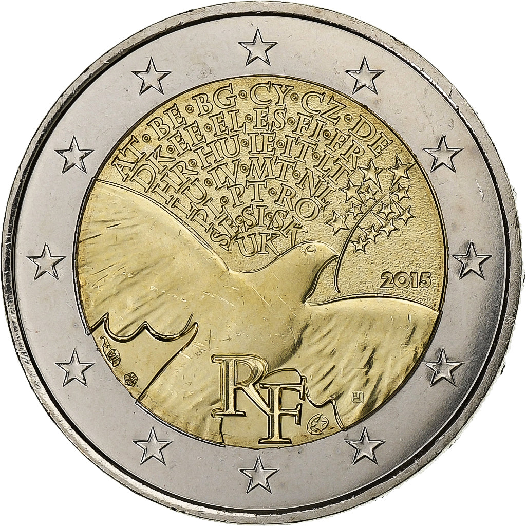 France, 2 Euro, La Paix, 2015, Paris, Bi-Metallic, MS(64)