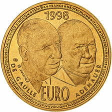 Frankrijk, Medaille, 10 Euro, De Gaulle-Adenauer, 1998, Copper Gilt, FDC