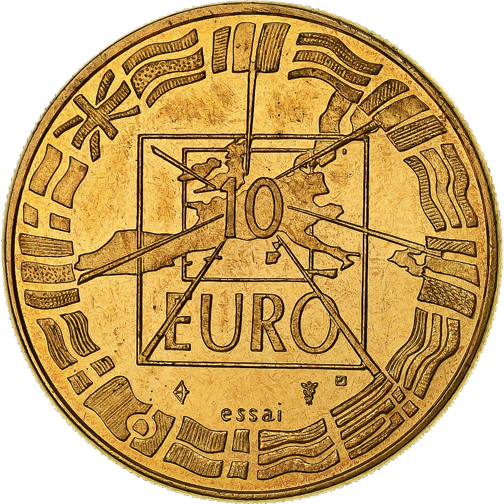 Frankrijk, Medaille, 10 Euro, De Gaulle-Adenauer, 1998, Copper Gilt, FDC