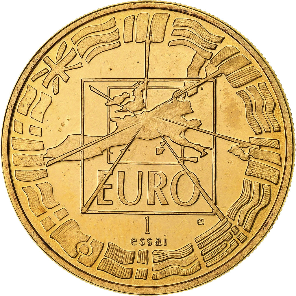 Francia, medaglia, Charles De Gaulle, 1 Euro Essai, 1996, Rame dorato, Jimenez