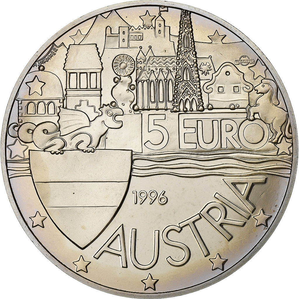Österreich, betaalpenning, European coinage test, 5 euro, 1996, Kupfer-Nickel