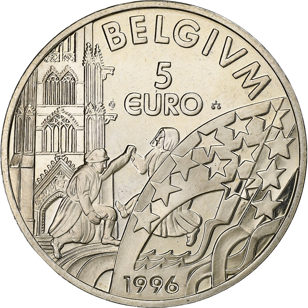 Belgium, 5 Euro, Albert II, 1996, Copper-nickel, MS(65-70)