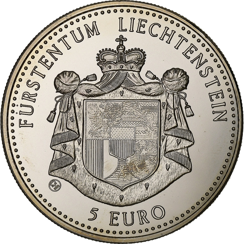 Liechtenstein, 5 Euro, 125 Jahre Eisenbahn, 1997, Cobre - níquel, Prueba, FDC