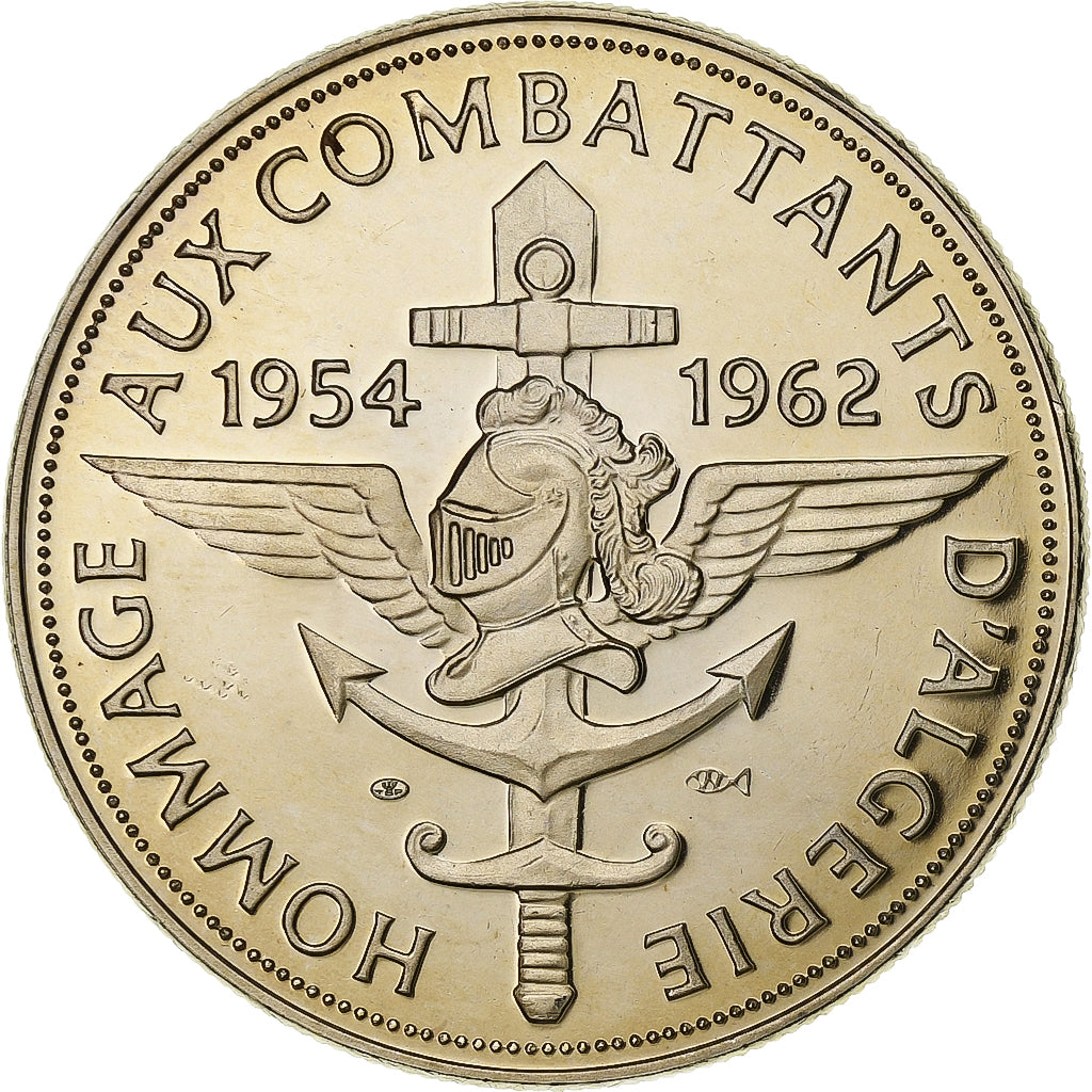 Francia, medaglia, Hommage aux Combattants d'Algérie, Rame-nichel, FDC