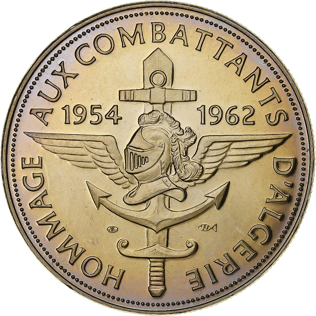 Francia, medaglia, Hommage aux Combattants d'Algérie, Rame-nichel, FDC