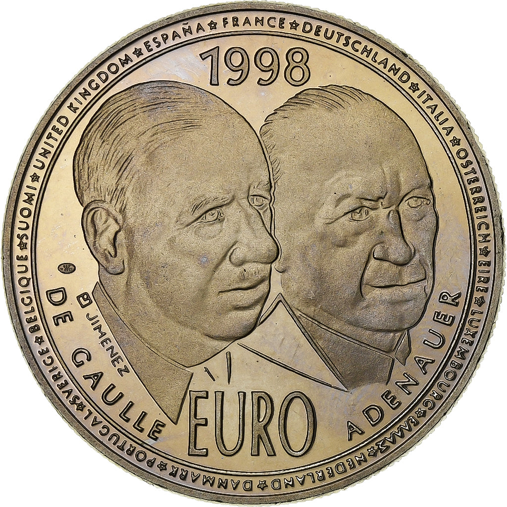 Francia, medaglia, 10 Euro, De Gaulle-Adenauer, 1998, Rame-nichel, SPL+