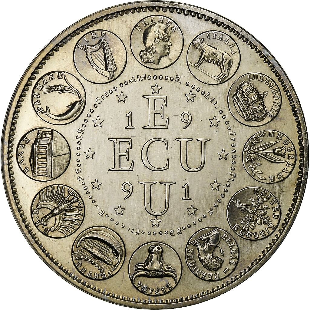 Francia, medaglia, Ecu Europa, Marianne, 1991, Rame-nichel, SPL